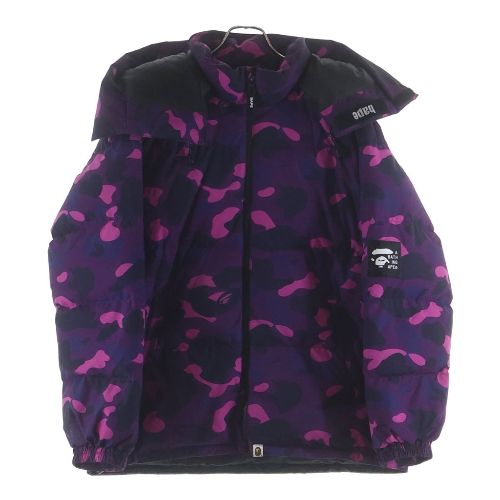 A BATHING APE(アベイシングエイプ) CAMOUFLAGE DOWN 総柄 カモフラージュ ジップアップ フーデッド ダウンジャケット パープル 001DNI801002M