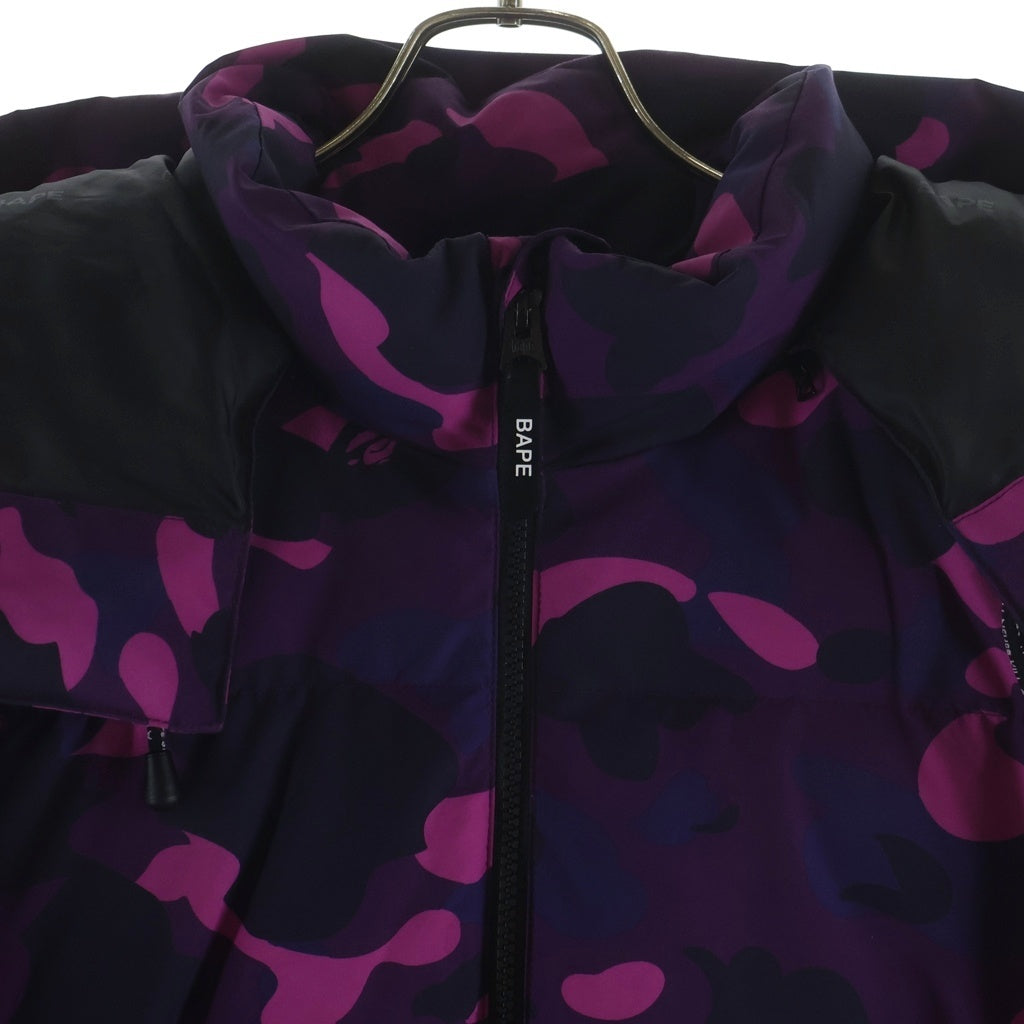 A BATHING APE(アベイシングエイプ) CAMOUFLAGE DOWN 総柄 カモフラージュ ジップアップ フーデッド ダウンジャケット パープル 001DNI801002M