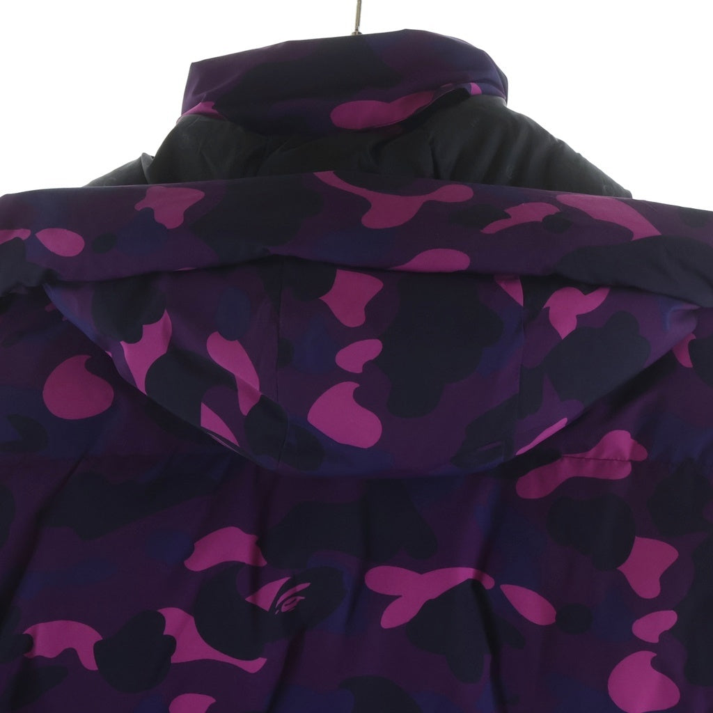 A BATHING APE(アベイシングエイプ) CAMOUFLAGE DOWN 総柄 カモフラージュ ジップアップ フーデッド ダウンジャケット パープル 001DNI801002M