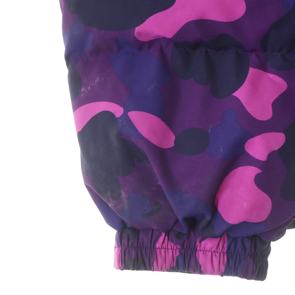A BATHING APE(アベイシングエイプ) CAMOUFLAGE DOWN 総柄 カモフラージュ ジップアップ フーデッド ダウンジャケット パープル 001DNI801002M