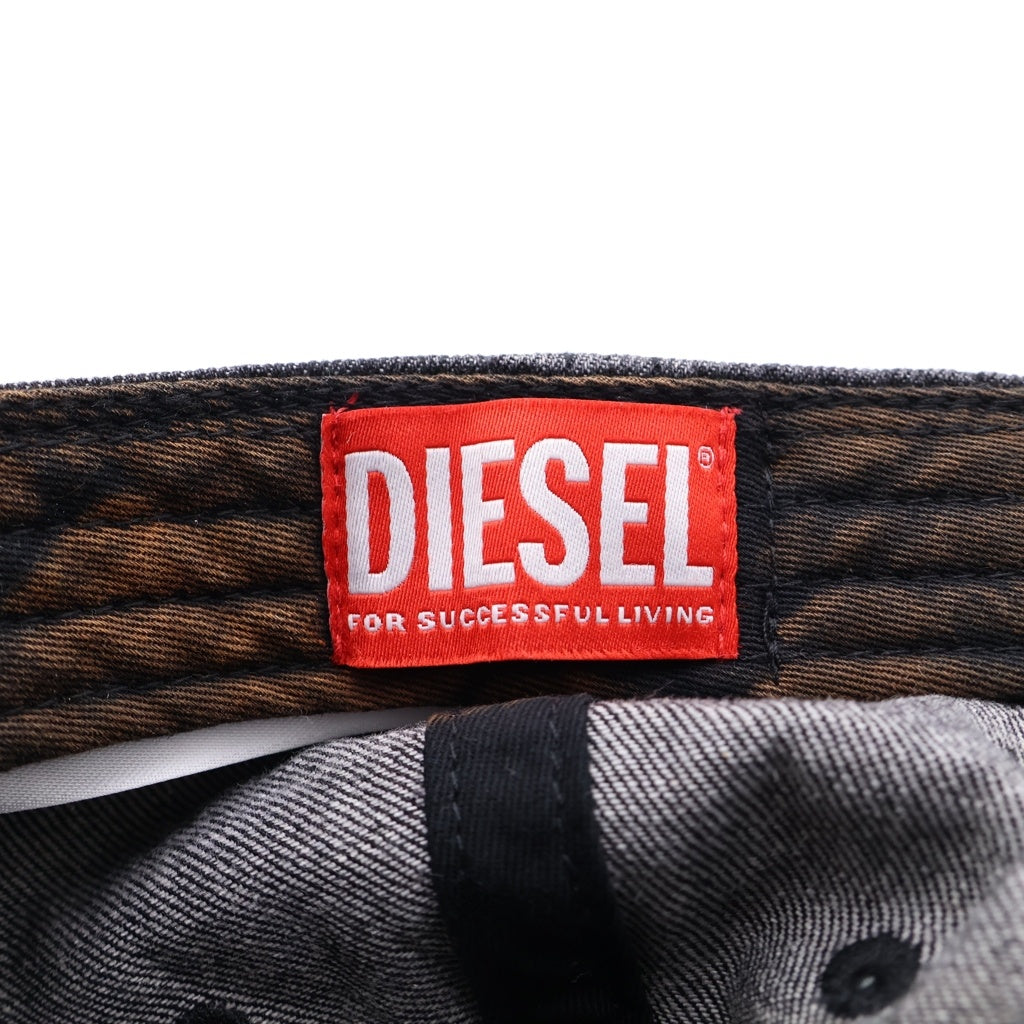 DIESEL(ディーゼル) ダメージ加工 Dロゴ エンボス キャップ 帽子 ブラック A19777