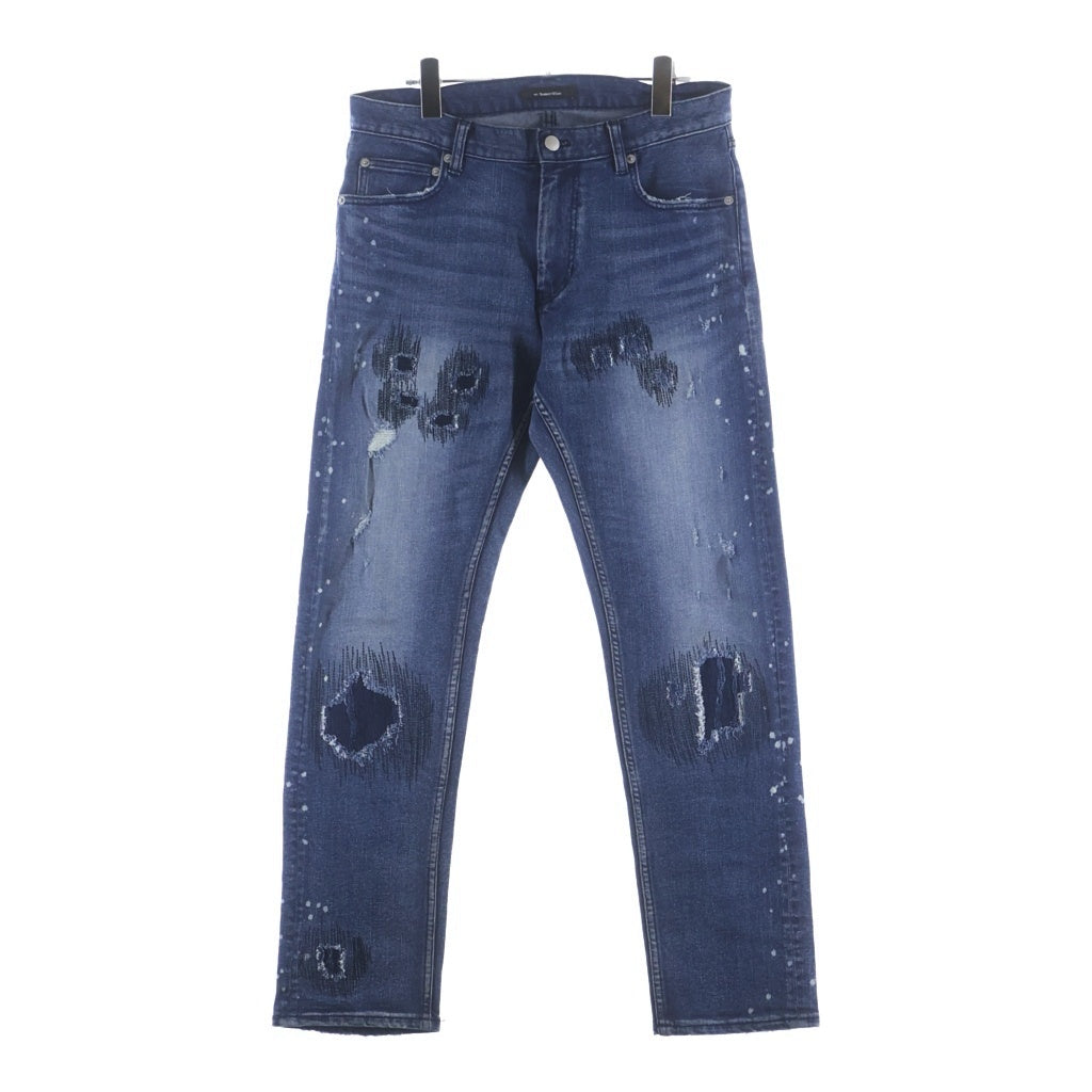 NUMBER (N)INE(ナンバーナイン) CLASH SLIM TAPERED DENIM PANTS ジップフライ クラッシュ スリムテーパードスリムパンツ インディゴ NMBpt747