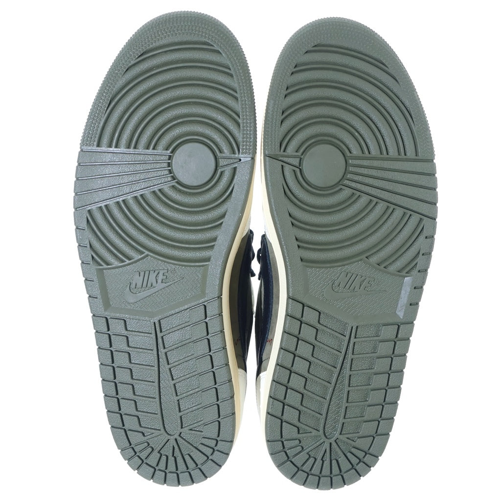 NIKE(ナイキ) ×TRAVIS SCOTT AIR JORDAN 1 LOW OG REVERSE OLIVE トラヴィススコット エアジョーダン 1 ローカットスニーカー カーキ US10/28.0cm DM7866-200
