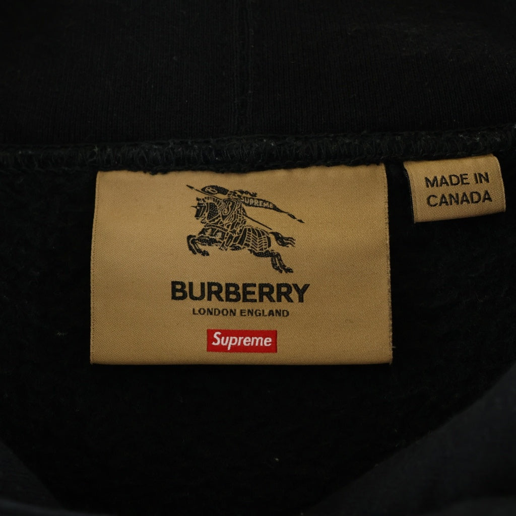 SUPREME(シュプリーム) 22SS ×BURBERRY Box Logo Hooded Sweatshirt バーバリー ボックスロゴ スウェットプルオーバーパーカー フーディー ブラック