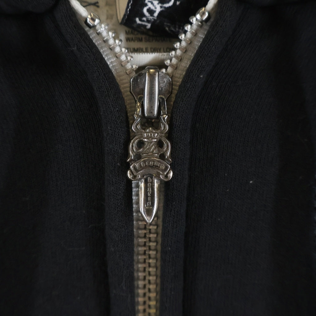 CHROME HEARTS(クロムハーツ) OLD THRML SWTSHRT HD ZIP 裏地サーマルアームロゴプリント ダガージップアップパーカー ブラック