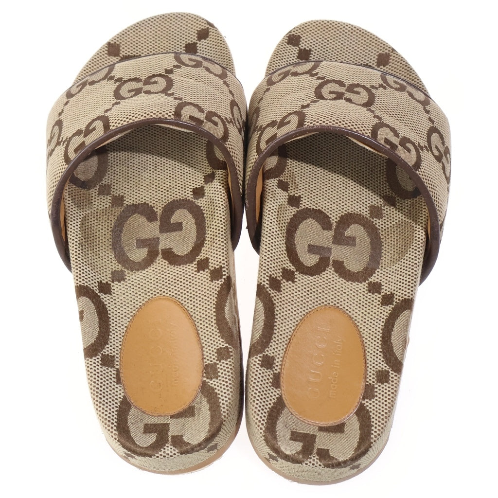 GUCCI(グッチ) GG柄キャンバス スライドサンダルシューズ ブラウン 624695