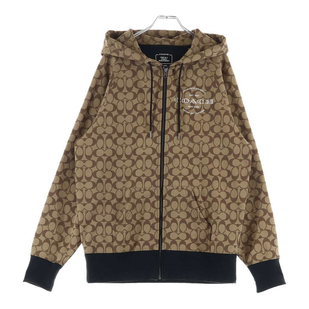 COACH(コーチ) シグネチャー フロントロゴエンブロイダリー ジップアップ スウェットパーカー ブラウン 233092