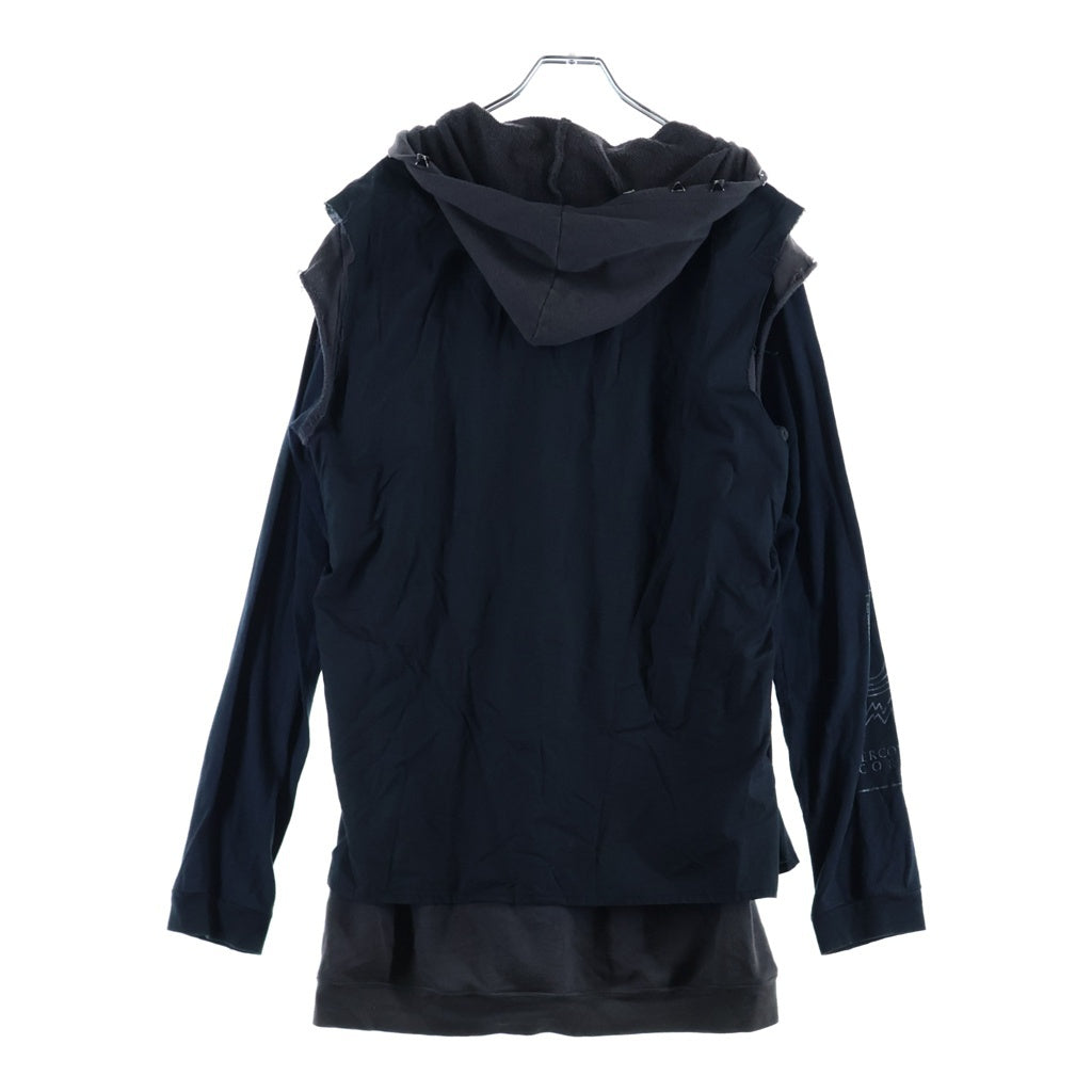 UNDERCOVER(アンダーカバー) 06SS T期 LayeredHoodie フードスタッズ付き レイヤード プルオーバースウェットパーカー フーディ ブラウン/ブラック 6S267-CS10