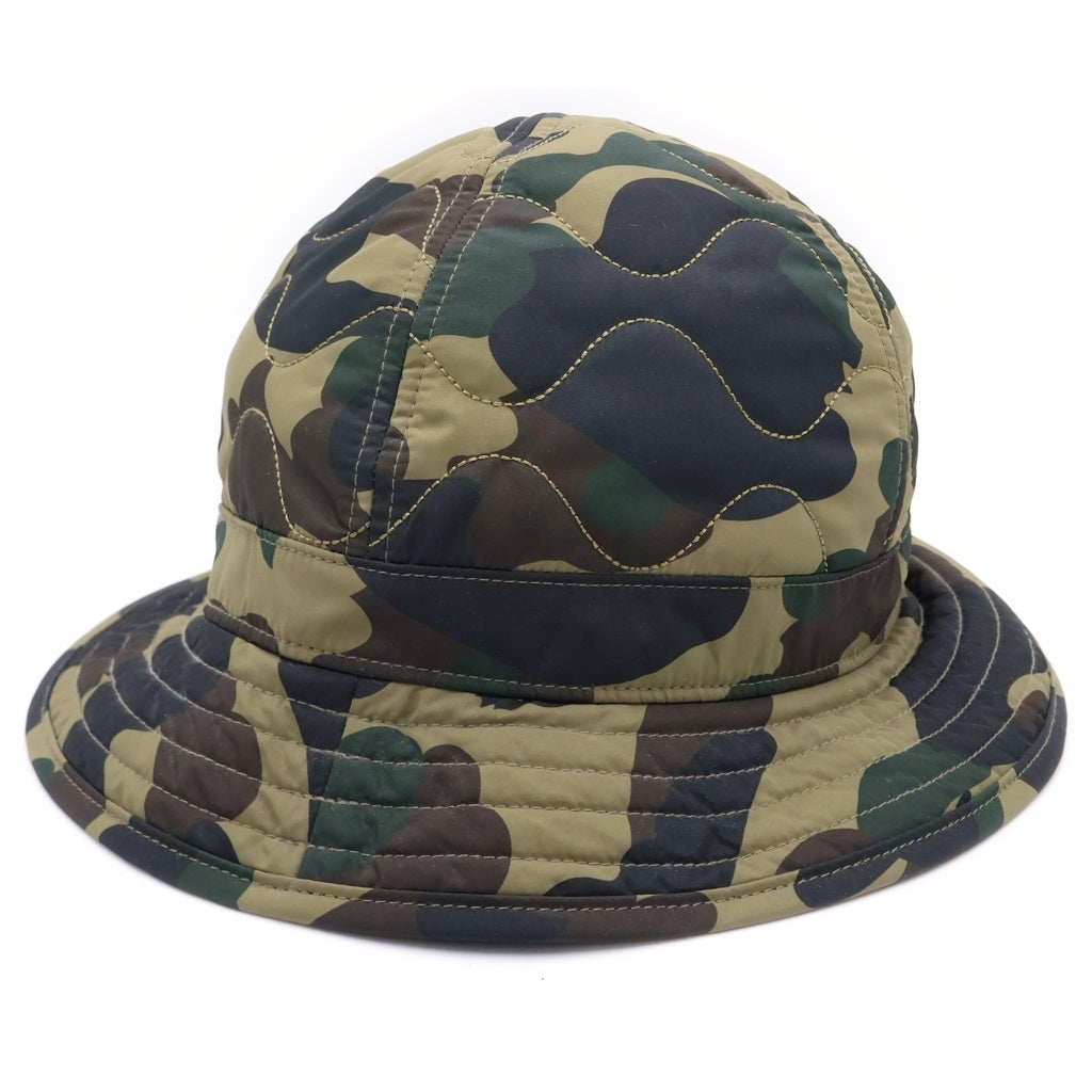 A BATHING APE(アベイシングエイプ) 1ST CAMO QUILTED HAT カモフラ柄 キルティングハット 帽子 カーキ 001HTK801004M