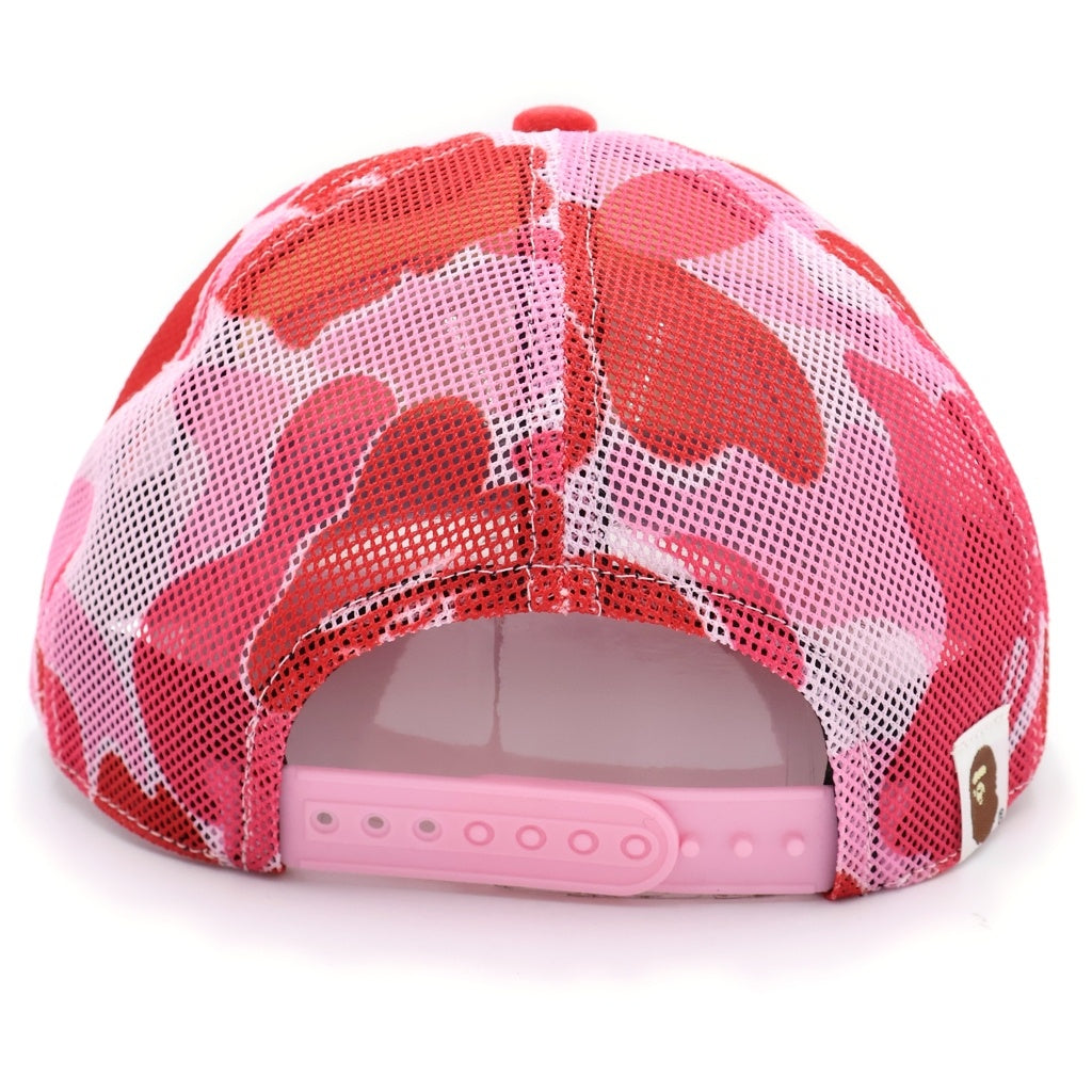 A BATHING APE(アベイシングエイプ) ABC CAMO NYC フロントロゴ 6パネル メッシュキャップ 帽子 ピンク 001CPL301012M