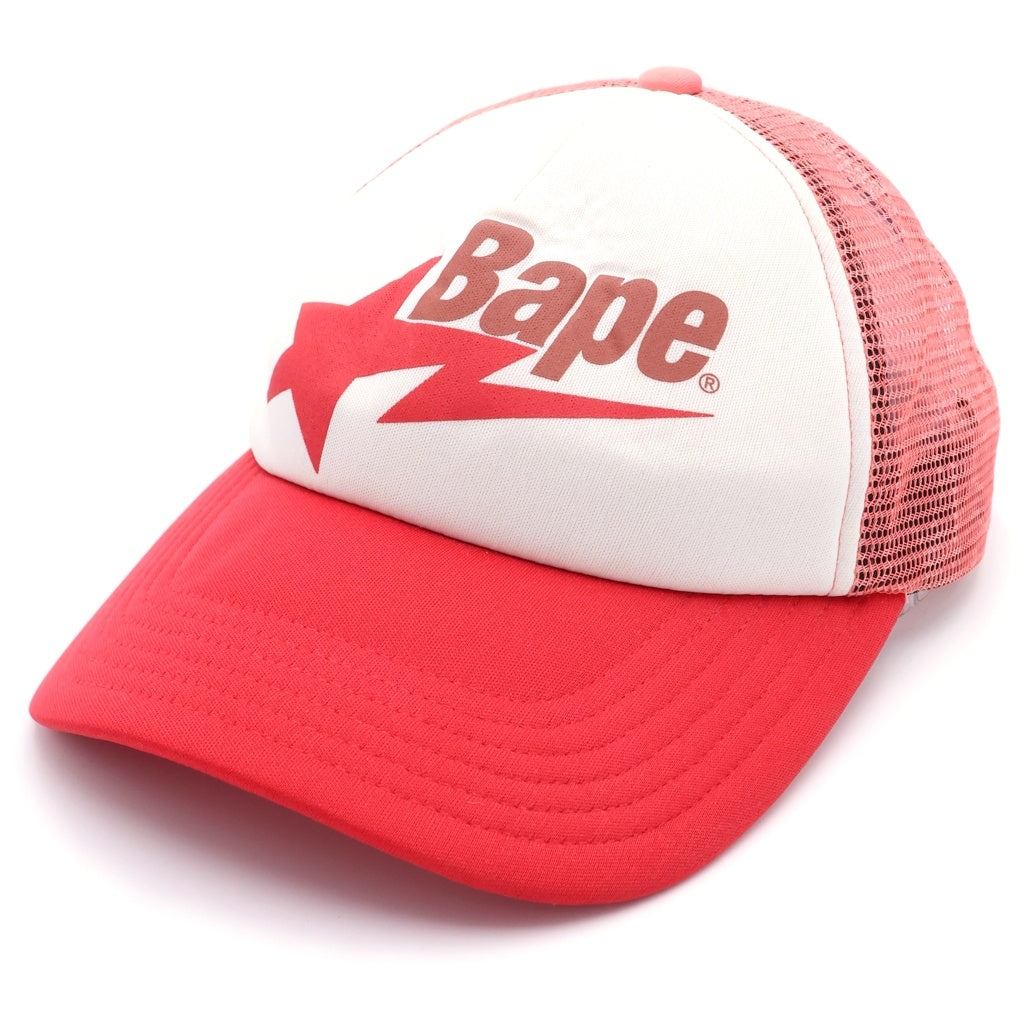 A BATHING APE(アベイシングエイプ) BAPE STA MESH CAP ベイプスター フロントロゴ 6パネル メッシュキャップ 帽子 レッド 001CPL301006M レディース