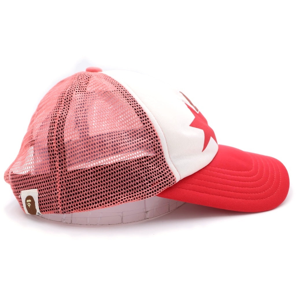 A BATHING APE(アベイシングエイプ) BAPE STA MESH CAP ベイプスター フロントロゴ 6パネル メッシュキャップ 帽子 レッド 001CPL301006M レディース