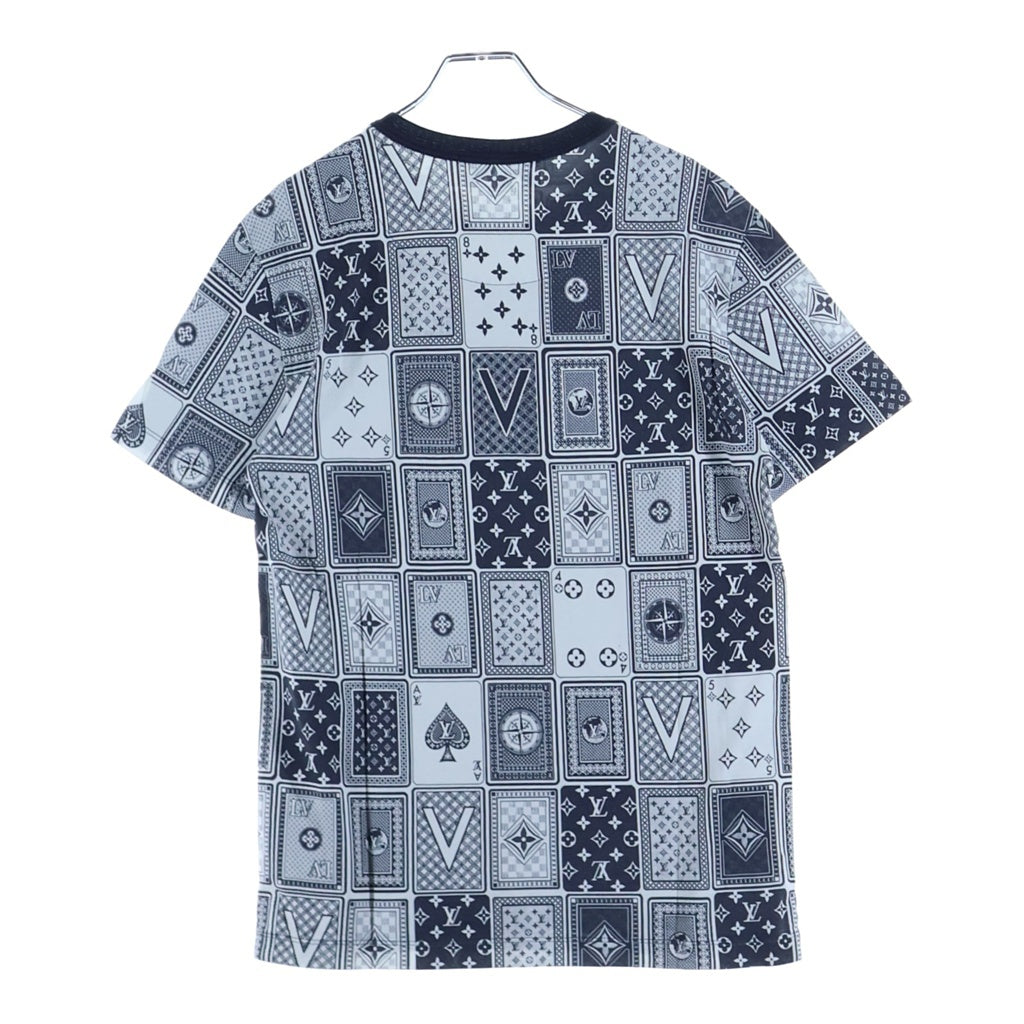 LOUIS VUITTON(ルイヴィトン) 18AW 総柄 コットン クルーネック半袖Tシャツ ネイビー/ホワイト HFY01WFMB