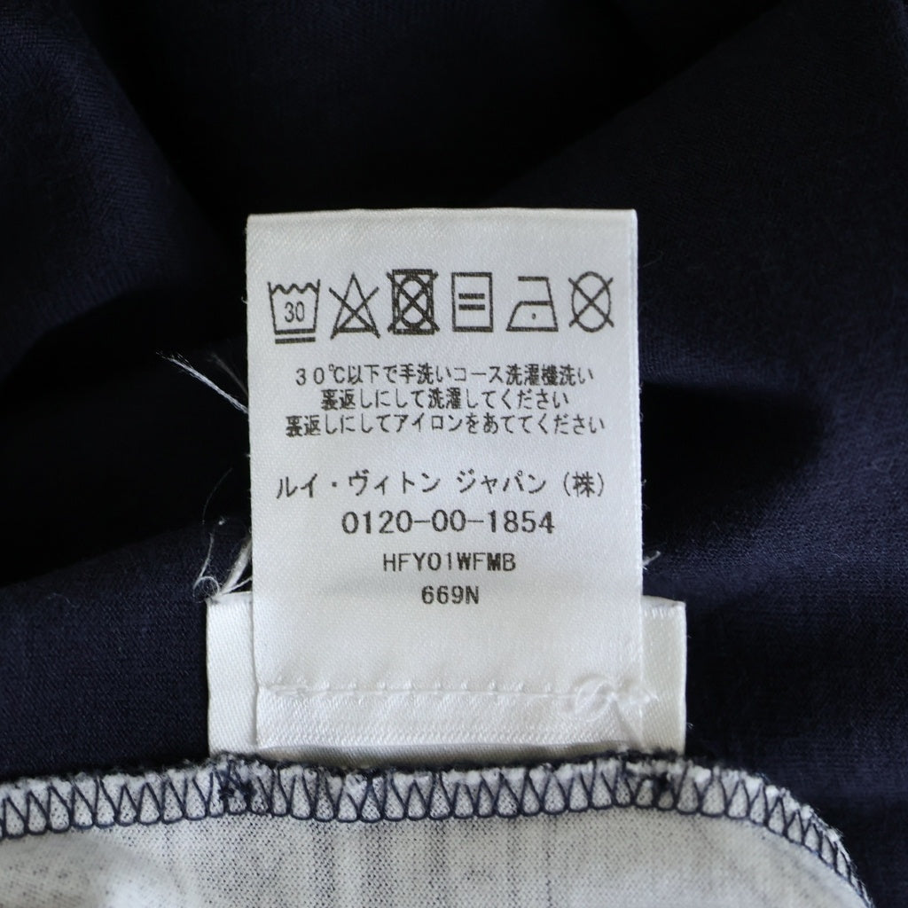 LOUIS VUITTON(ルイヴィトン) 18AW 総柄 コットン クルーネック半袖Tシャツ ネイビー/ホワイト HFY01WFMB