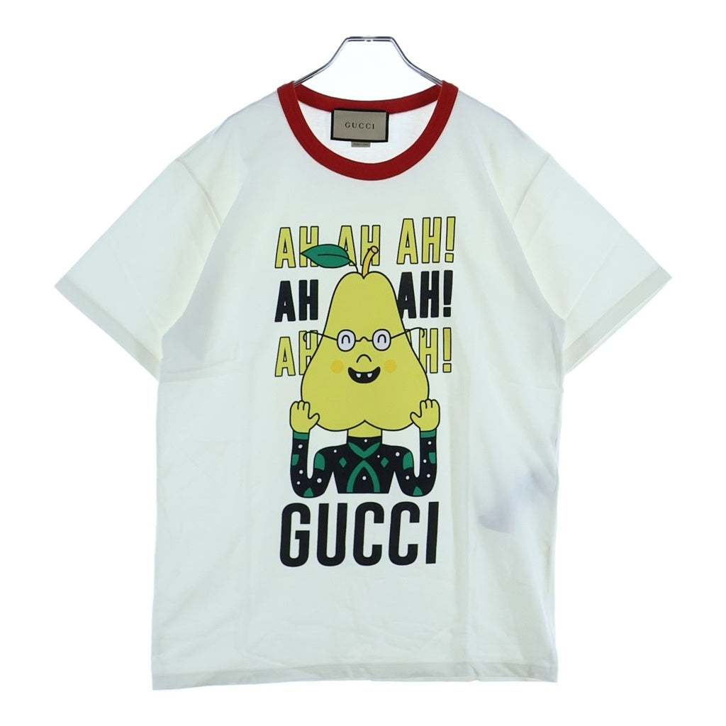 GUCCI(グッチ) フロントプリント リンガー半袖Tシャツ カットソー ホワイト 703439 XLEIY