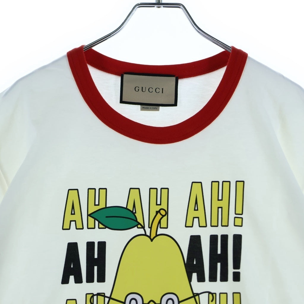 GUCCI(グッチ) フロントプリント リンガー半袖Tシャツ カットソー ホワイト 703439 XLEIY