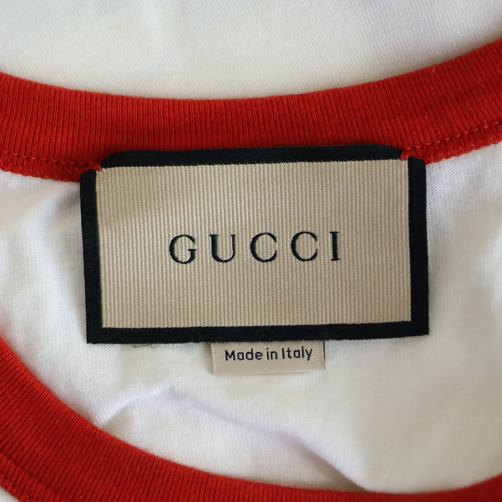 GUCCI(グッチ) フロントプリント リンガー半袖Tシャツ カットソー ホワイト 703439 XLEIY