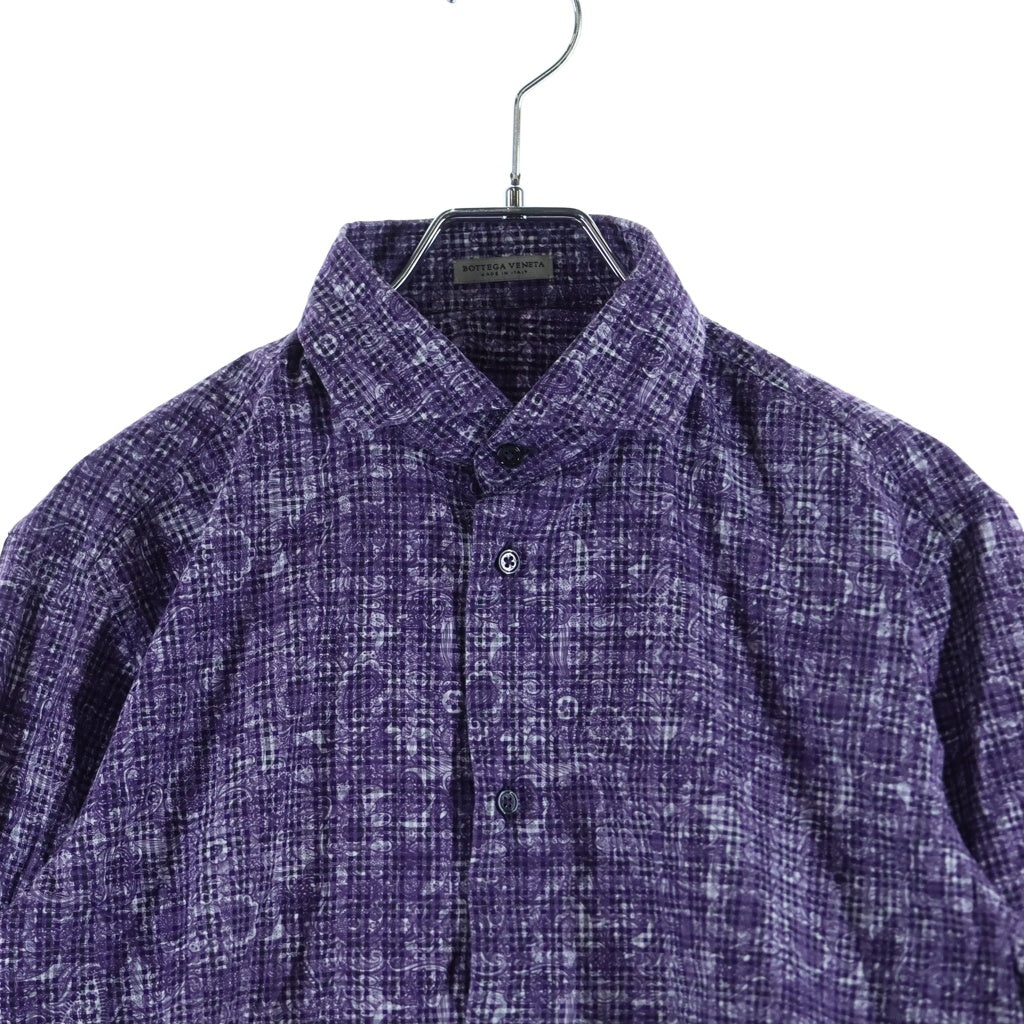 BOTTEGA VENETA(ボッテガヴェネタ) フロントボタン 総柄 長袖コットン シャツ パープル 297857 VAA91