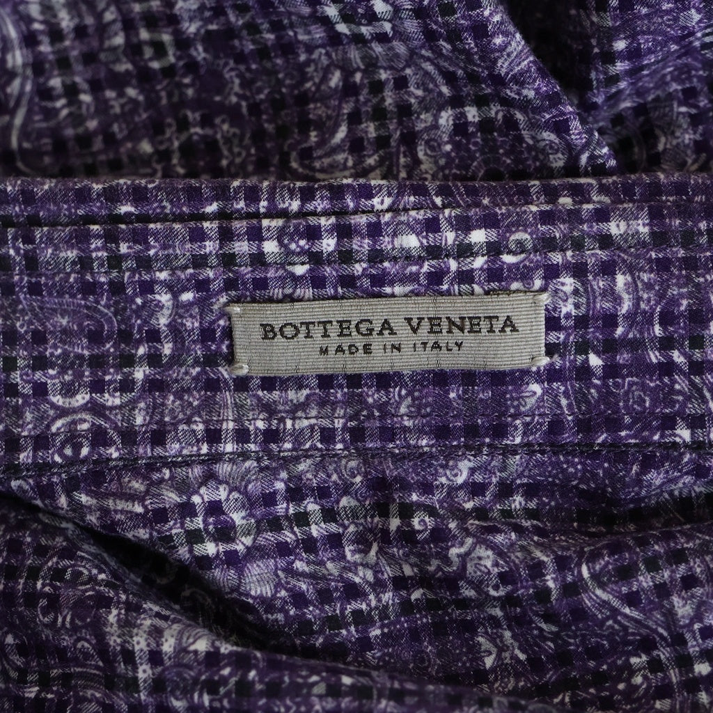 BOTTEGA VENETA(ボッテガヴェネタ) フロントボタン 総柄 長袖コットン シャツ パープル 297857 VAA91