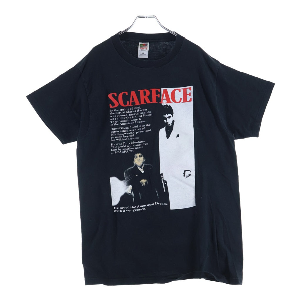 VINTAGE(ヴィンテージ) 90-00S SCARFACE TEE FRUIT OF THE LOOM スカーフェイス 片面プリント クルーネック 半袖Tシャツ カットソー ブラック