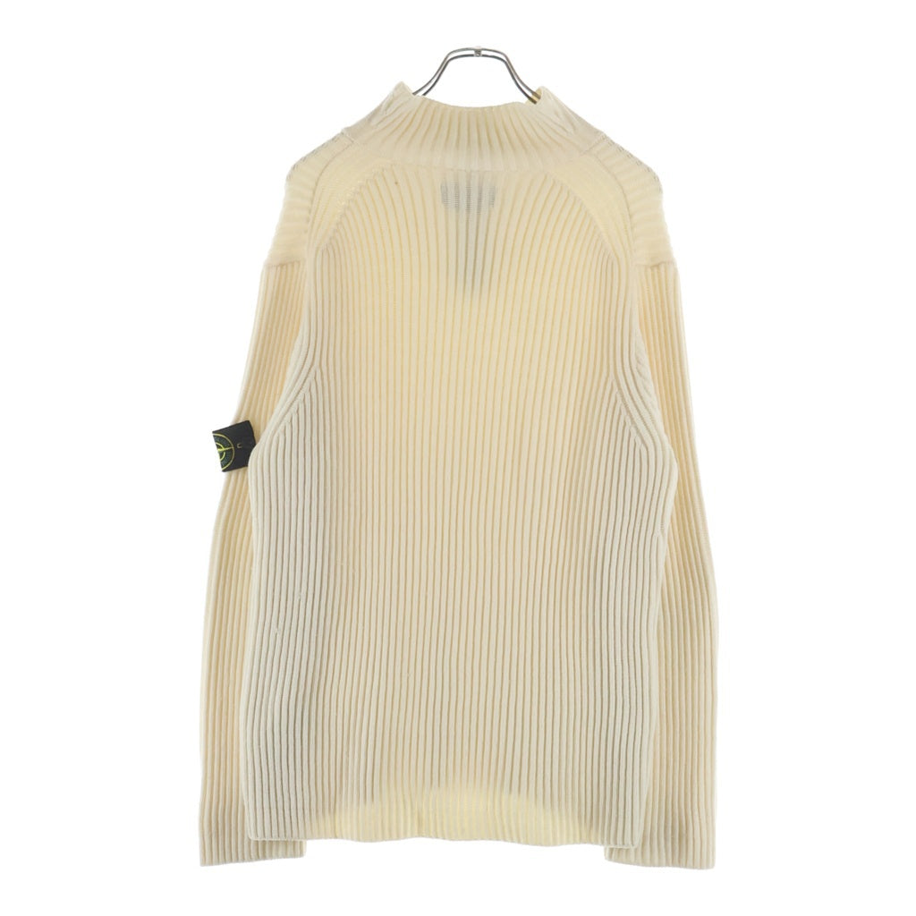 STONE ISLAND(ストーンアイランド) 22AW ロゴワッペン付き ハーフジップ ウールニット セーター ホワイト 7715516C2