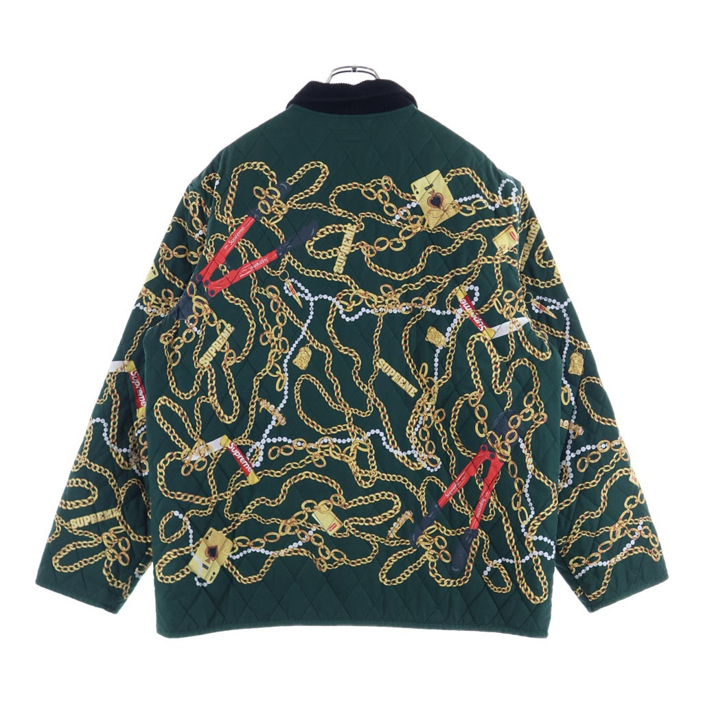 SUPREME(シュプリーム) 20AW Chains Quilted Jacket チェーンプリント コーデュロイカラー キルティングジャケット カーキ