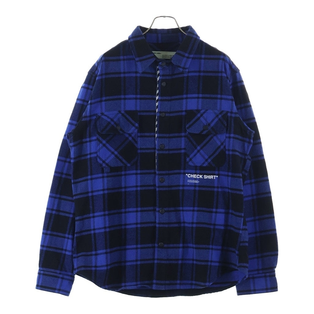 OFF-WHITE(オフホワイト) 18AW QUOTE FLANNEL SHIRT クオート チェック柄 フランネル 長袖シャツ ロングスリーブ ブルー/ブラック OMGA060E18A27010