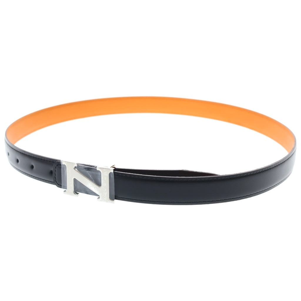 NEIGHBORHOOD(ネイバーフッド) 26SS DETACHABLE BUCKLE BELT ロゴバックル バイカラー レザーベルト ブラック/オレンジ 261PKNH-AC02