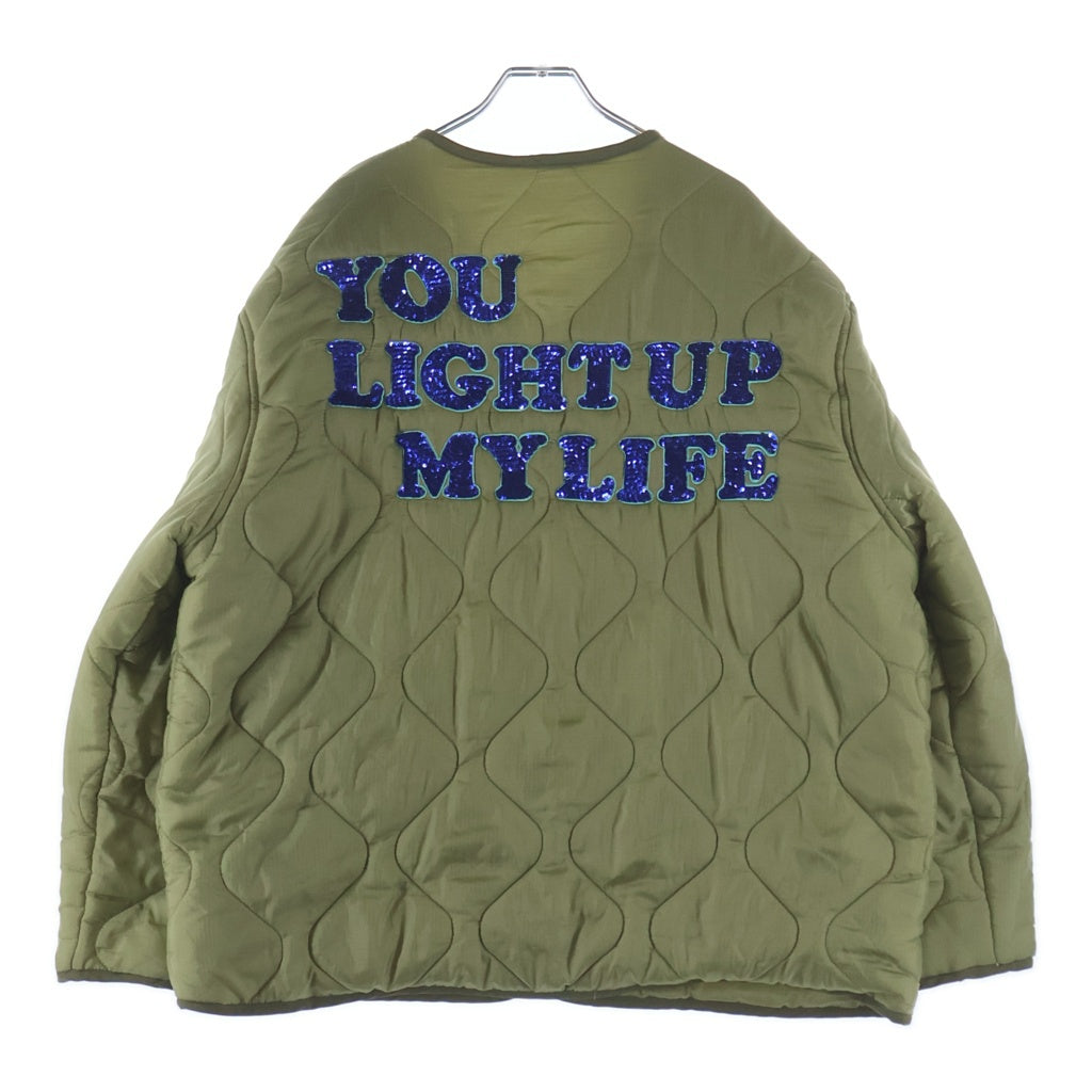 NO BRAND(ノーブランド) KKKKKK ケーケーケーケーケーケー Quilting Liner Jacket バック スパンコール付き キルティング ライナージャケット カーキ