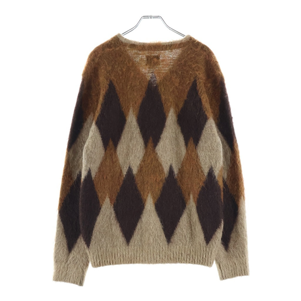 Needles(ニードルス) MOHAIR CARDIGAN アーガイル柄 モヘアニットカーディガン ブラウン DI215