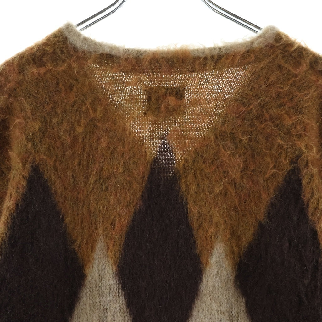 Needles(ニードルス) MOHAIR CARDIGAN アーガイル柄 モヘアニットカーディガン ブラウン DI215