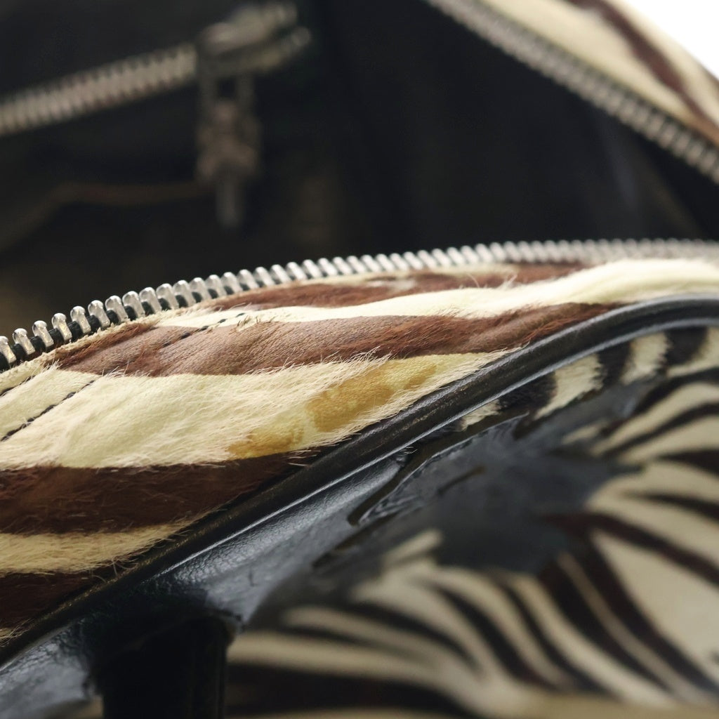 CHROME HEARTS(クロムハーツ) GYM SMALL BAG ゼブラ柄 ジムバッグ スモール レザーハンドバッグ ホワイト/ブラウン