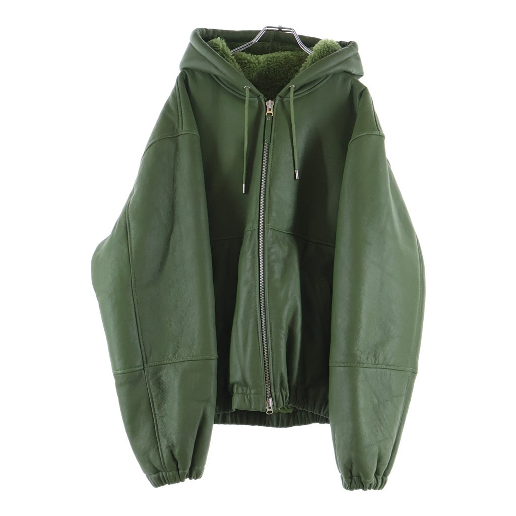 STUSSY(ステューシー) 23AW WORK JACKET SHEARLING シープスキン フーディー ジップアップ ムートンジャケット ブルゾン グリーン 115751