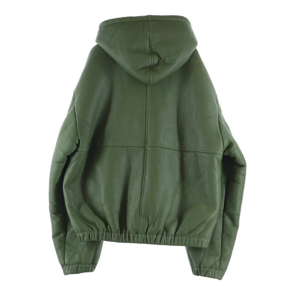 STUSSY(ステューシー) 23AW WORK JACKET SHEARLING シープスキン フーディー ジップアップ ムートンジャケット ブルゾン グリーン 115751