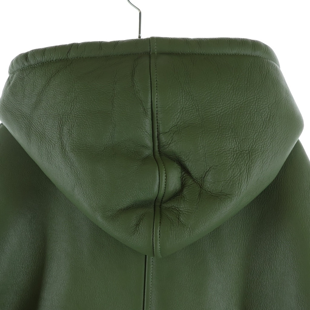 STUSSY(ステューシー) 23AW WORK JACKET SHEARLING シープスキン フーディー ジップアップ ムートンジャケット ブルゾン グリーン 115751