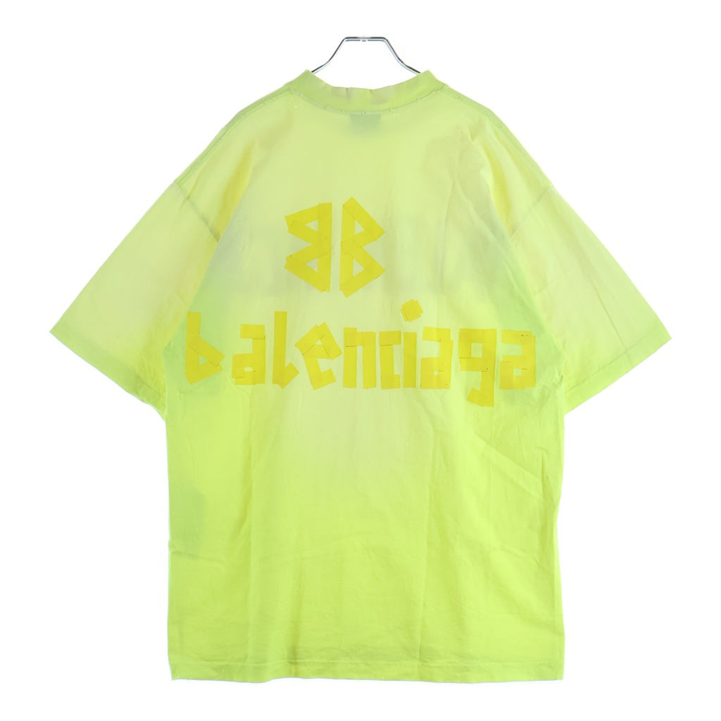 BALENCIAGA(バレンシアガ) 23SS Tape Type-Tshirt フロントロゴ 半袖Tシャツ イエロー 739784 TOVA9