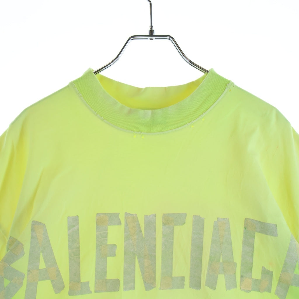 BALENCIAGA(バレンシアガ) 23SS Tape Type-Tshirt フロントロゴ 半袖Tシャツ イエロー 739784 TOVA9