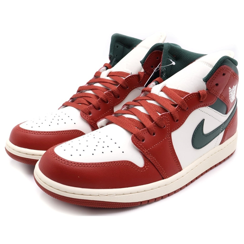 NIKE(ナイキ) AIR JORDAN 1 MID SAIL/PURE PLATINUM/REDSTONE/MIDNIGHT GREEN DQ8426-105 エアジョーダン1 ミッド ローカットスニーカー ホワイト/レッド US10.5/28.5cm