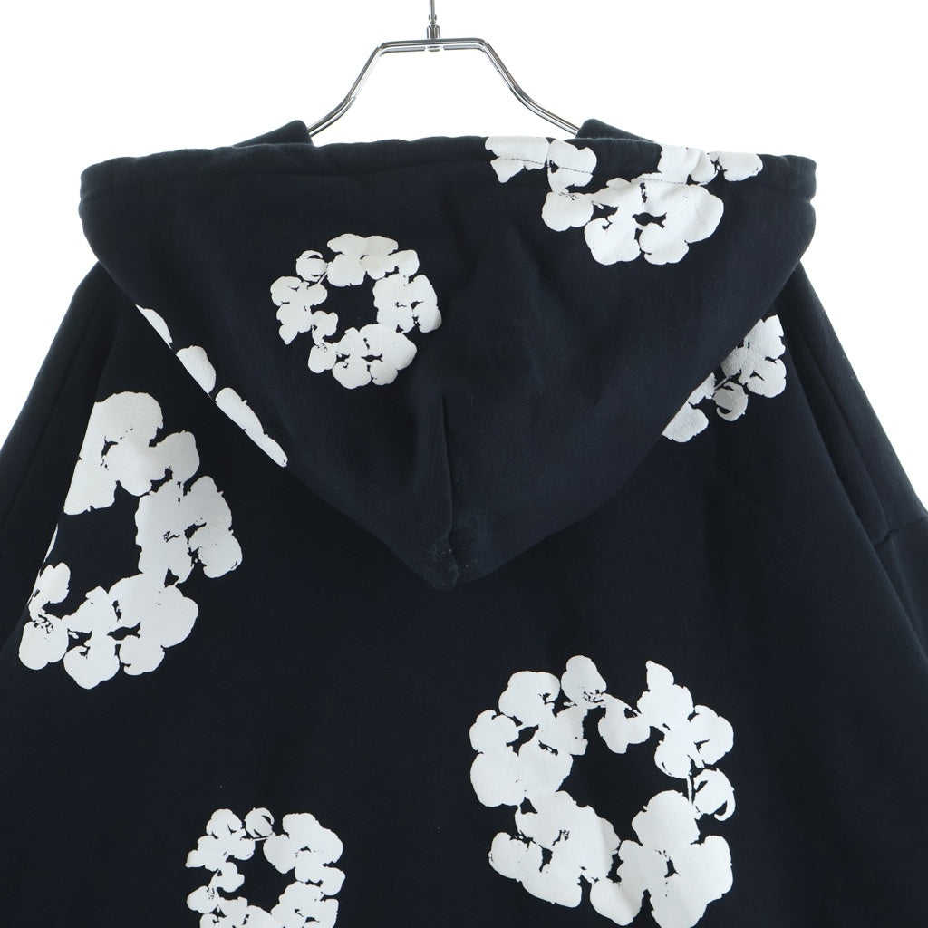 DENIM TEARS(デニムティアーズ) Cotton Wreath Zip Hoodie ジップアップ フラワー フーディー パーカー ブラック