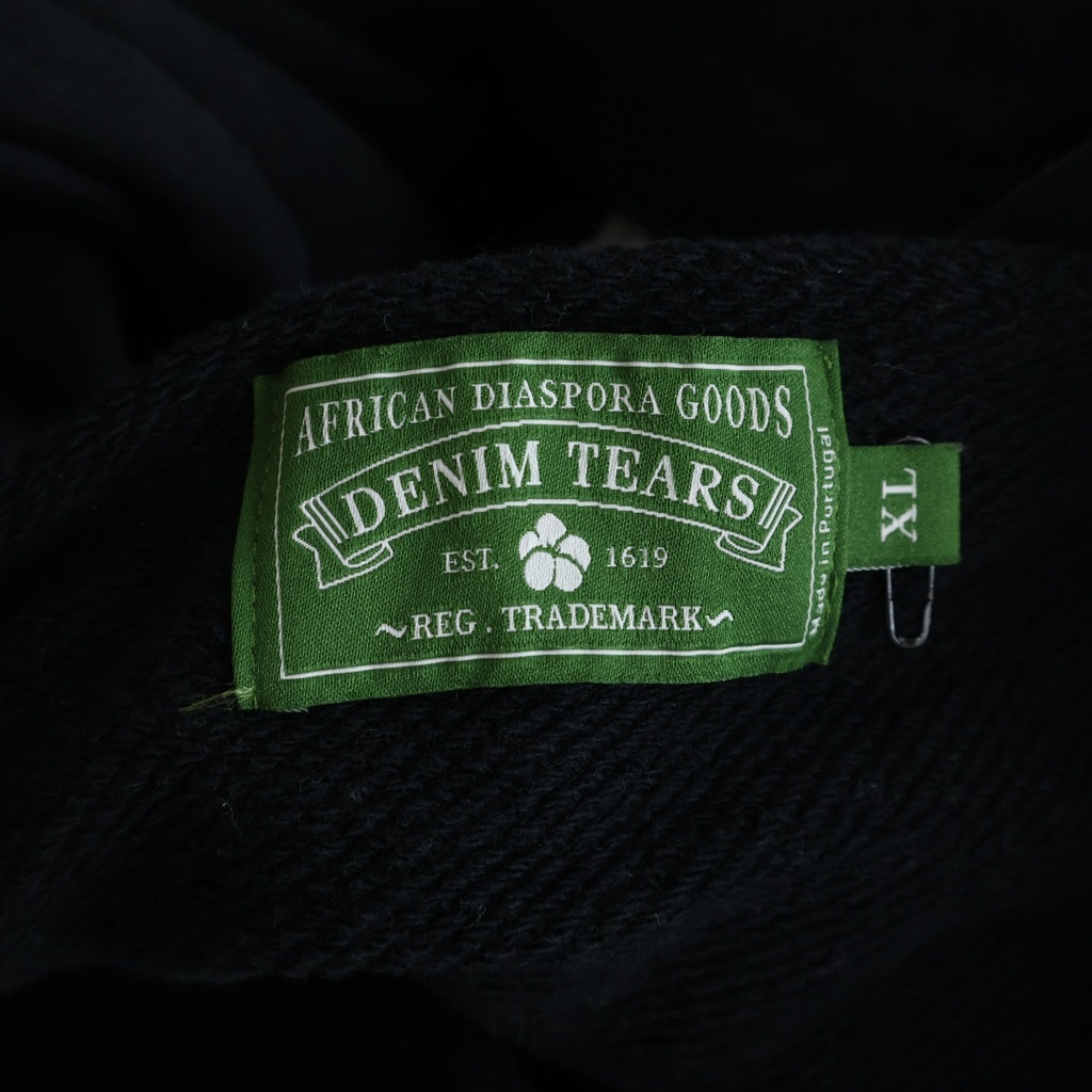 DENIM TEARS(デニムティアーズ) Cotton Wreath Zip Hoodie ジップアップ フラワー フーディー パーカー ブラック