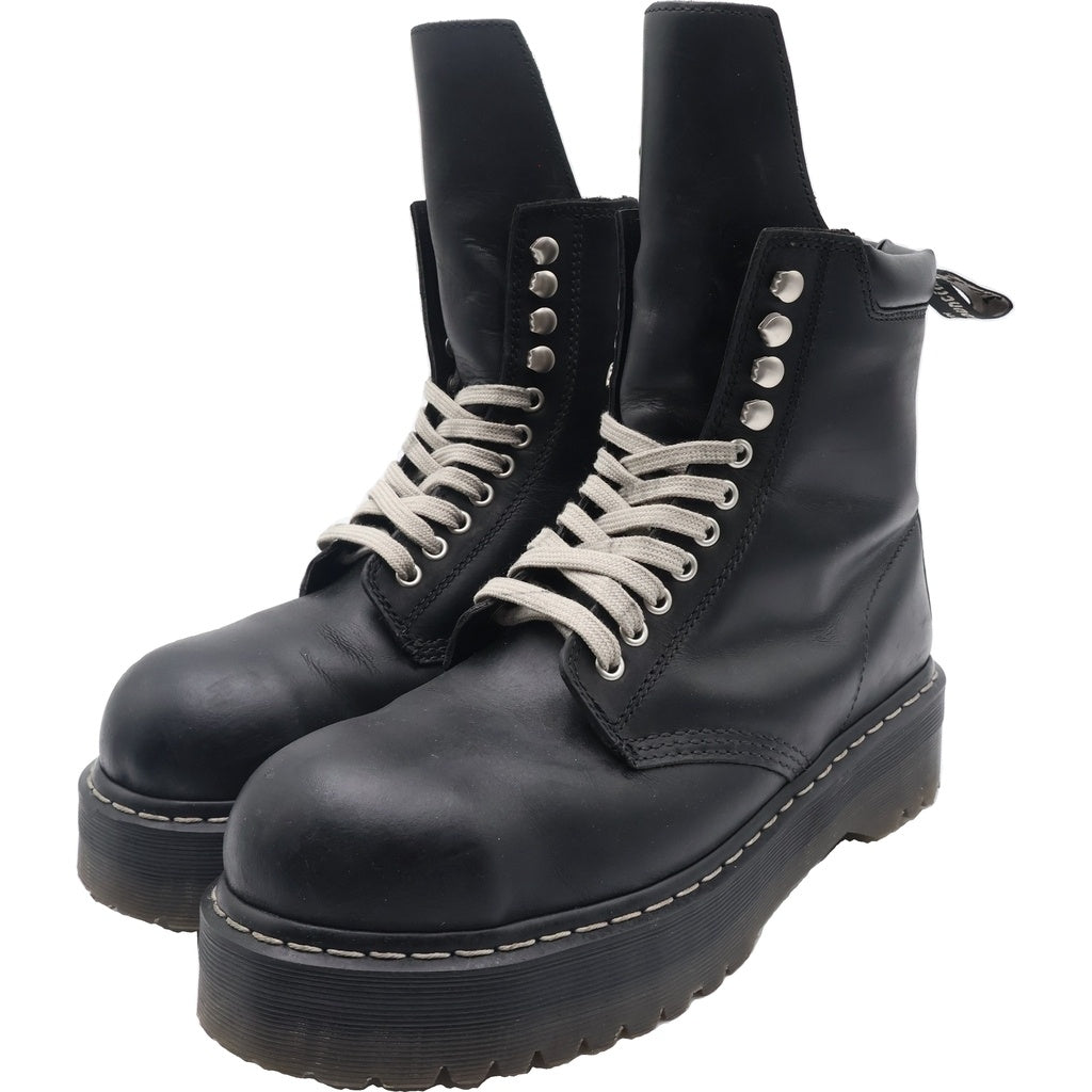 Rick Owens(リックオウエンス) × Quad Sole Steel Toe Boot ドクターマーチン レザー レースアップ ハイカットブーツ シューズ ブラック 41819001