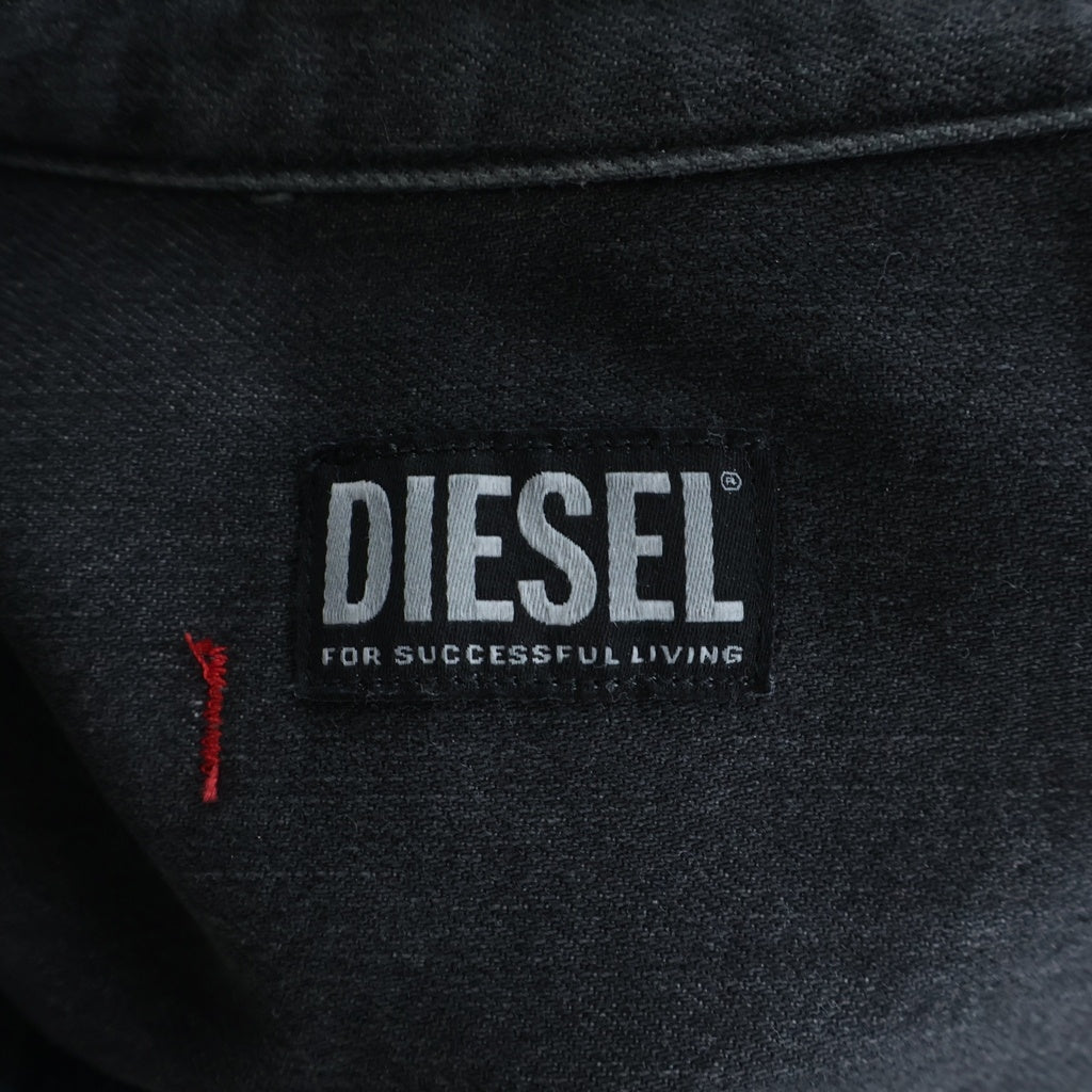 DIESEL(ディーゼル) 25SS ×Timberland ティンバーランド デニム切り替え 再構築 長袖シャツ ネイビー/ブラック DL-6B-T