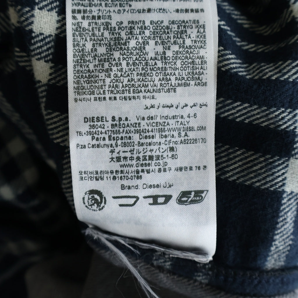 DIESEL(ディーゼル) 25SS ×Timberland ティンバーランド デニム切り替え 再構築 長袖シャツ ネイビー/ブラック DL-6B-T
