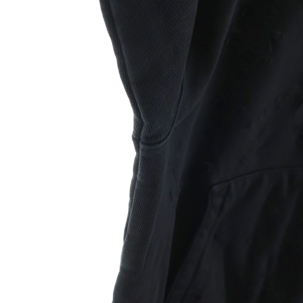 AMIRI(アミリ) 24AW MA SHOTGUN EMBROIDERED HOODIE ショットガン加工 ロゴ刺繍 プルオーバーパーカー ブラック AMJYHD1041