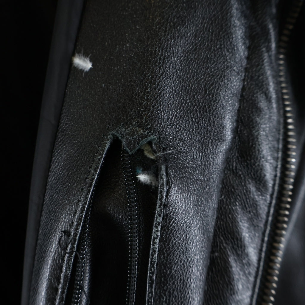Paul Smith(ポールスミス) ラムレザー ジップアップ ダウンジャケット ブラック PP-MN-62285