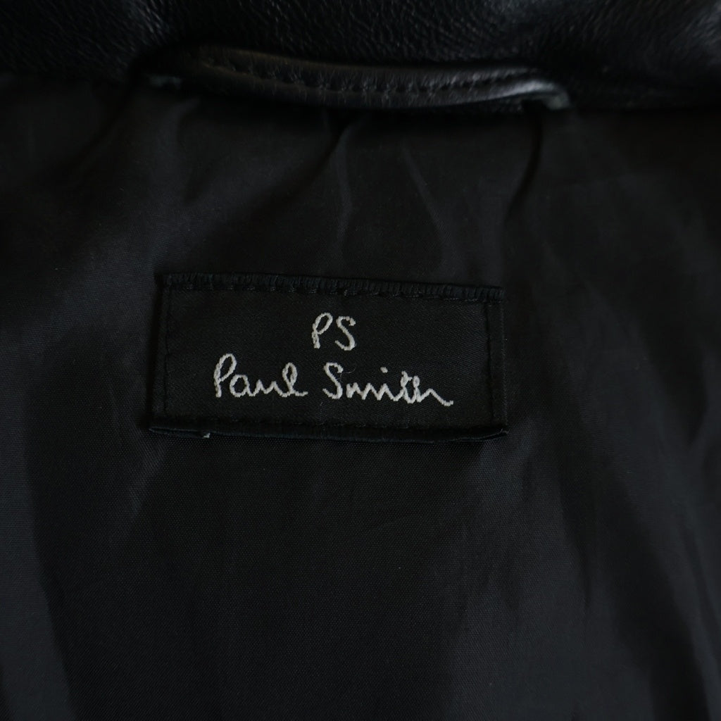 Paul Smith(ポールスミス) ラムレザー ジップアップ ダウンジャケット ブラック PP-MN-62285