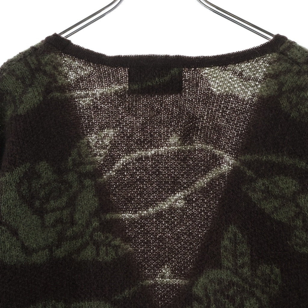 GANGSTERVILLE(ギャングスタービル) 23AW Mohair Cardigan フラワー柄 長袖モヘアカーディガン ブラウン GSV-23-AW-06
