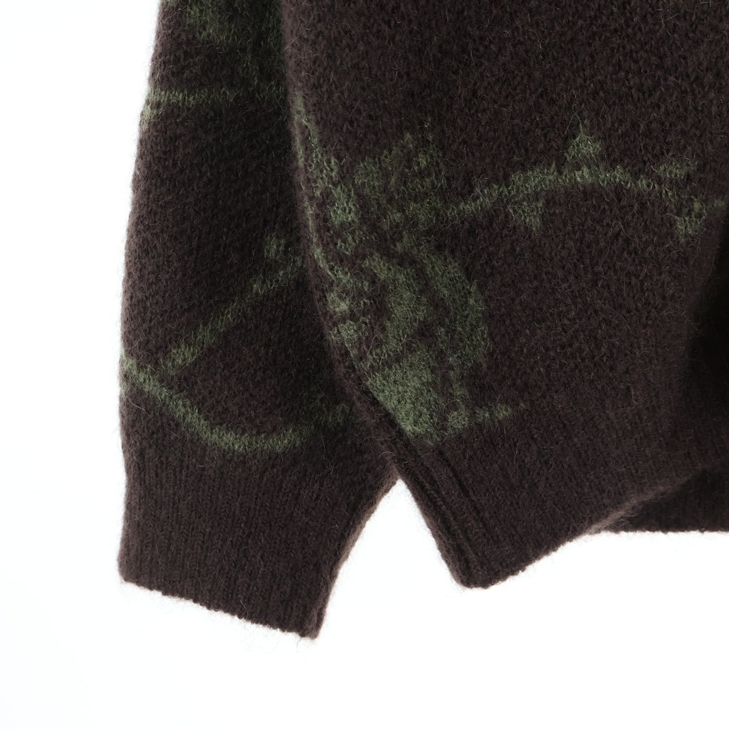 GANGSTERVILLE(ギャングスタービル) 23AW Mohair Cardigan フラワー柄 長袖モヘアカーディガン ブラウン GSV-23-AW-06