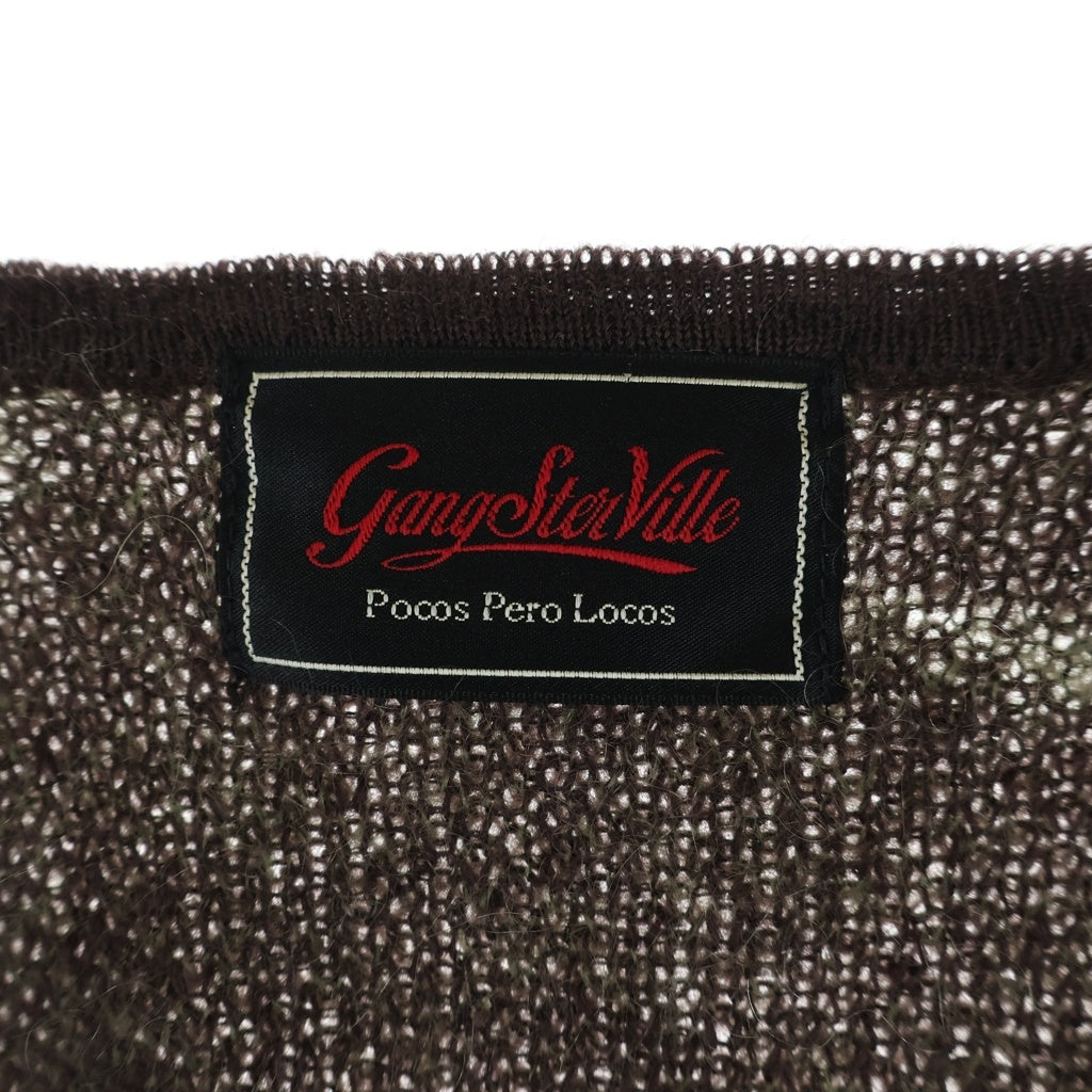 GANGSTERVILLE(ギャングスタービル) 23AW Mohair Cardigan フラワー柄 長袖モヘアカーディガン ブラウン GSV-23-AW-06
