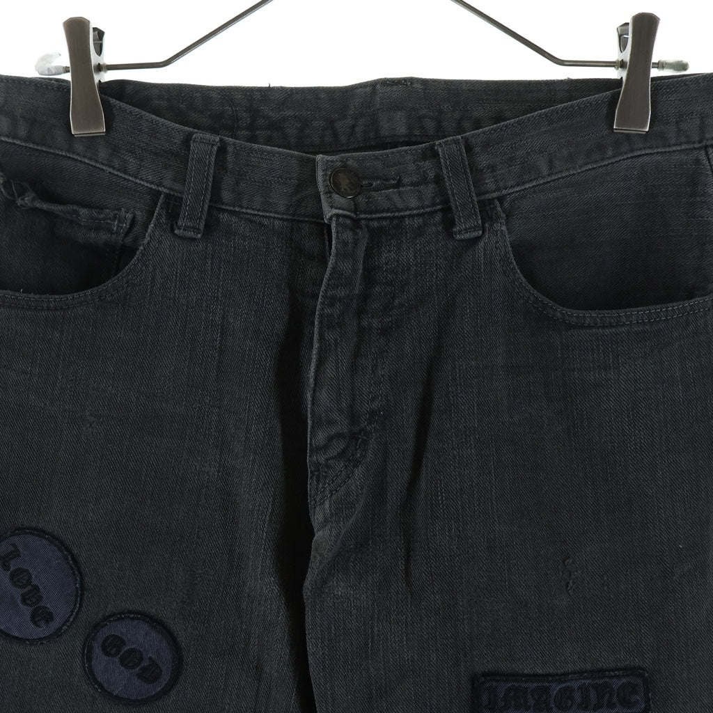 NUMBER (N)INE(ナンバーナイン) 04AW GIVE期 Boot Cut Patchwork Denim ワッペン ジップフライ デニムパンツ インディゴブラック